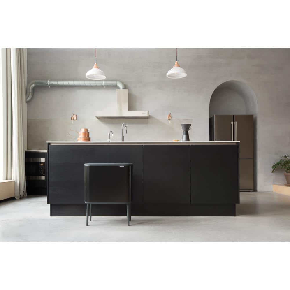 Matte Black Dual Compartment Touch Top Recycling Trash Can