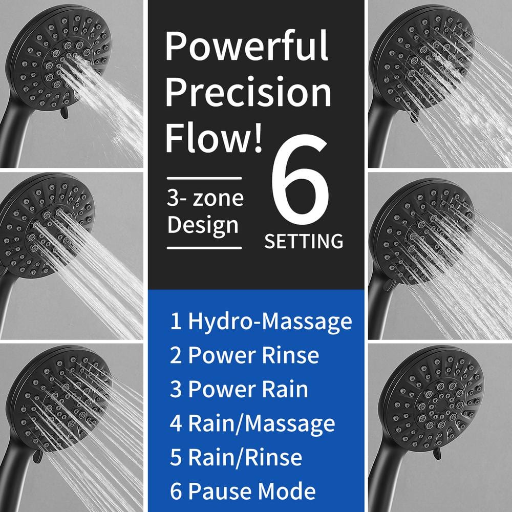 Matte Black Wall Mounted Dual Shower Head with Stainless Steel Hose