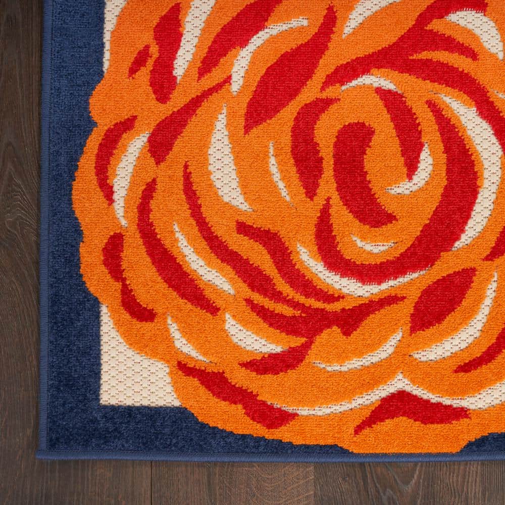 Multicolor Floral Synthetic Rectangular 7' x 10' Area Rug