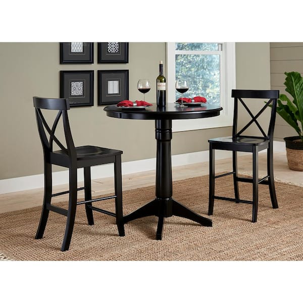 X Back 24 in. Black Bar Stool