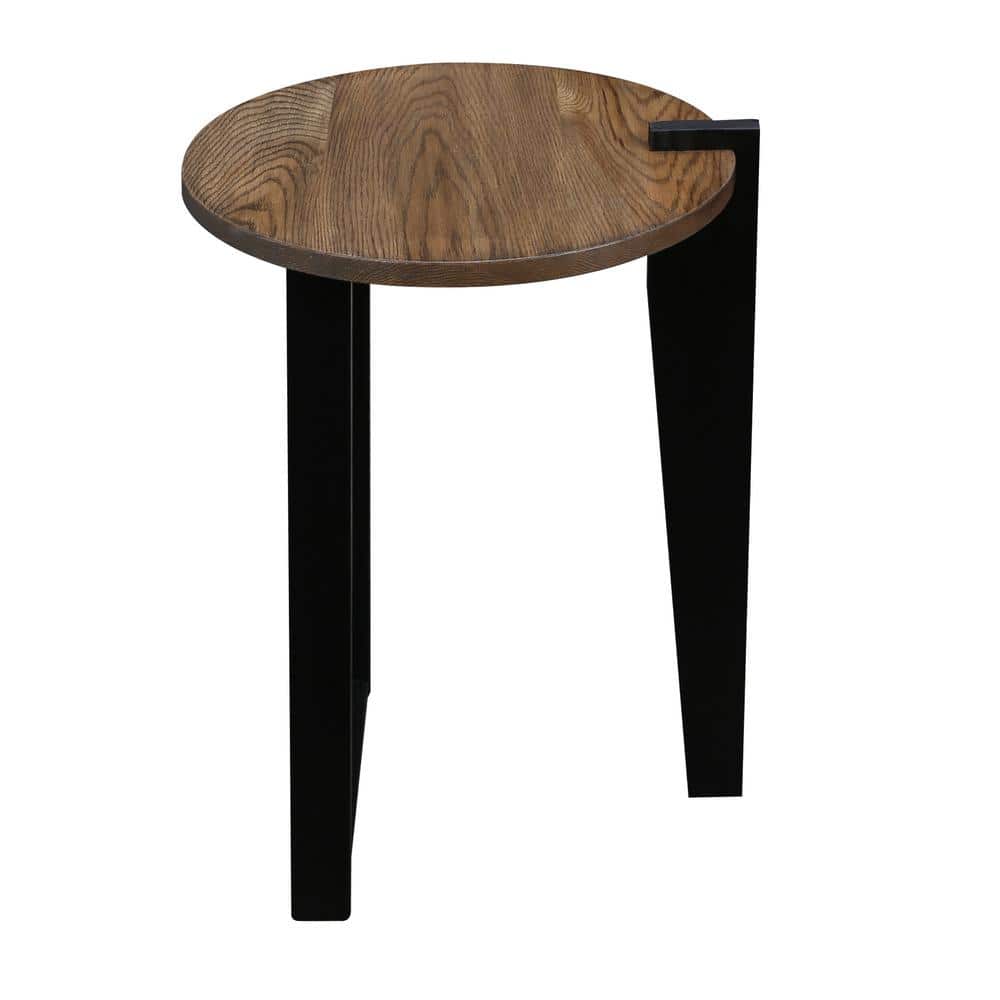 Sundial Two-Tone Forest Gray and Black Round End Table
