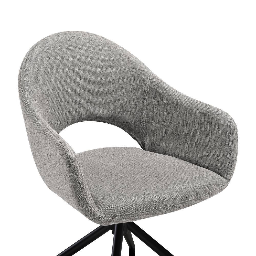 Gray Upholstered Swivel Side Chair with Black Metal Legs