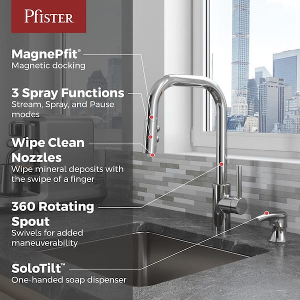 Pfister Zanna Single Handle Pull Down Sprayer Kitchen Faucet with