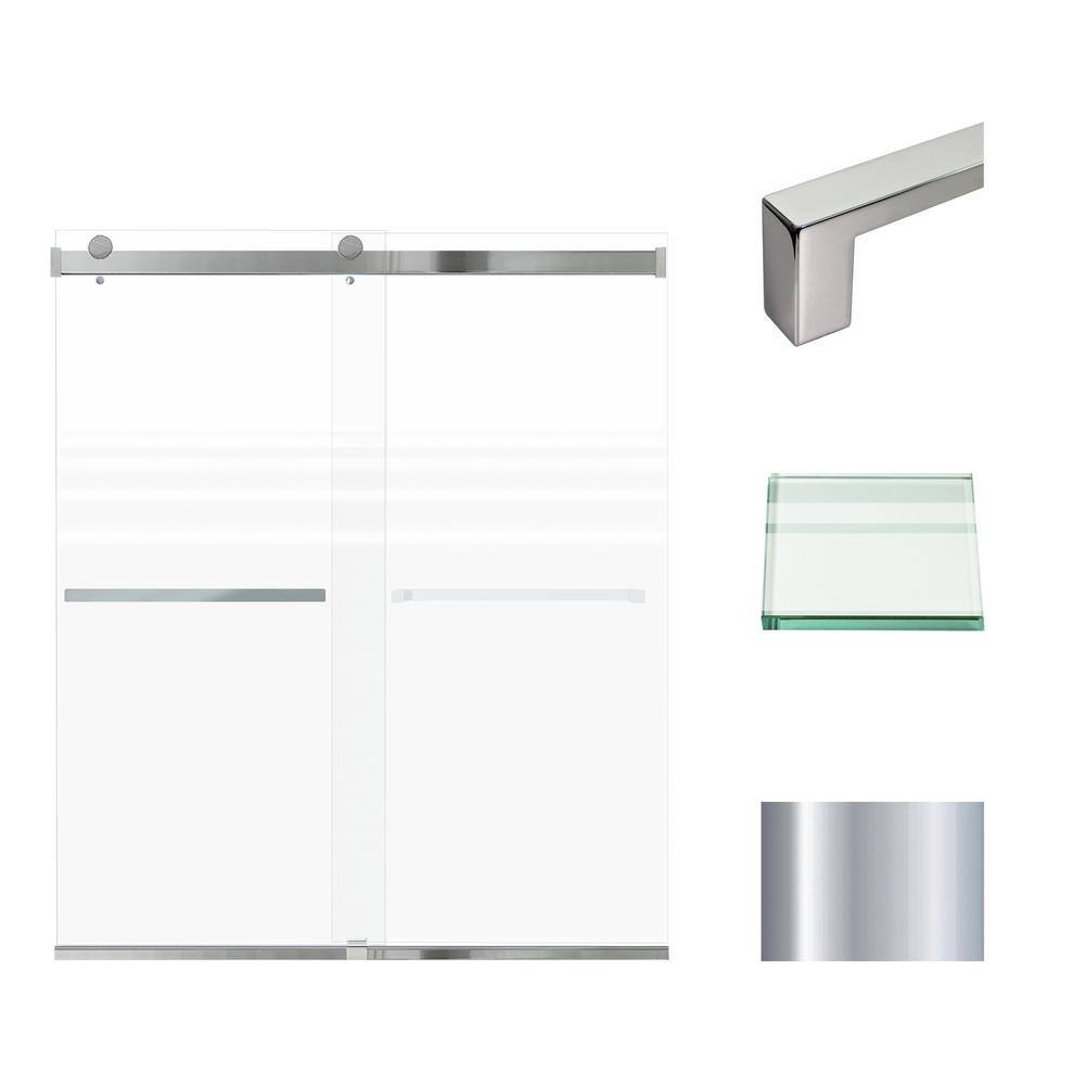 70" High x 60" Wide Frameless Sliding Shower Door in Chrome Finish