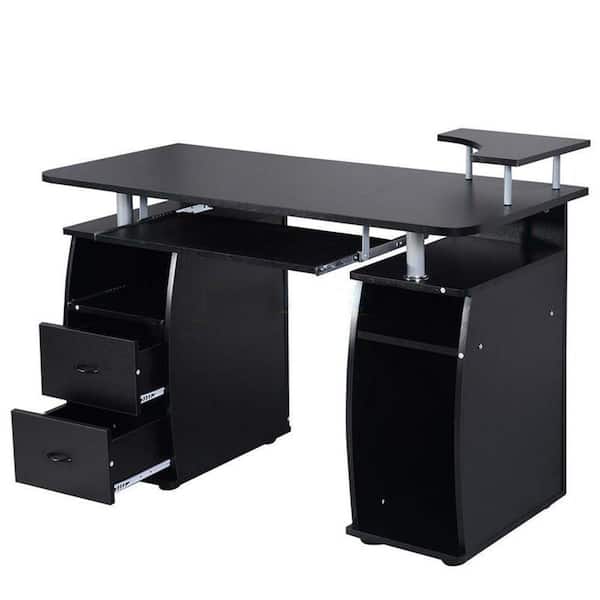 Outopee 45 in. W Retangular Black Wood 2-Drawer Computer Desk with ...