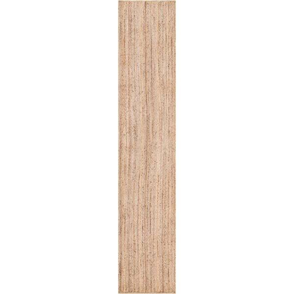 Unique Loom Braided Jute Dhaka Natural 2' 7 x 13' 1 Area Rug