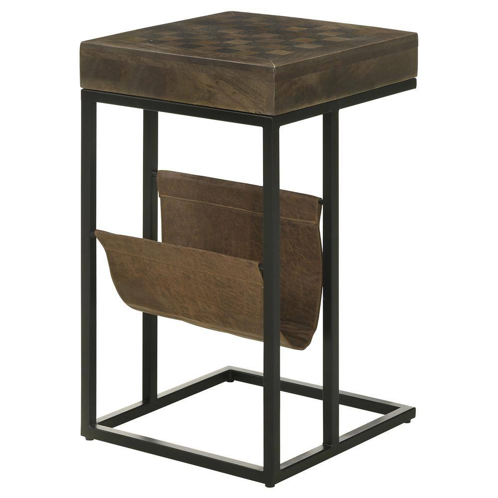 Noir Mango Wood and Iron Accent Table with Storage