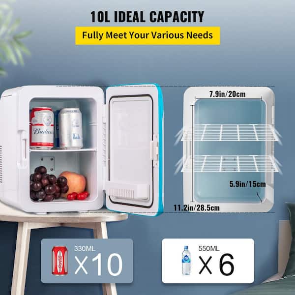 VEVOR 10L Portable Mini Compact Fridge with Stylish Look for Bedroom Office Car Boat Dorm Skincare Cosmetic Medicine - Blue
