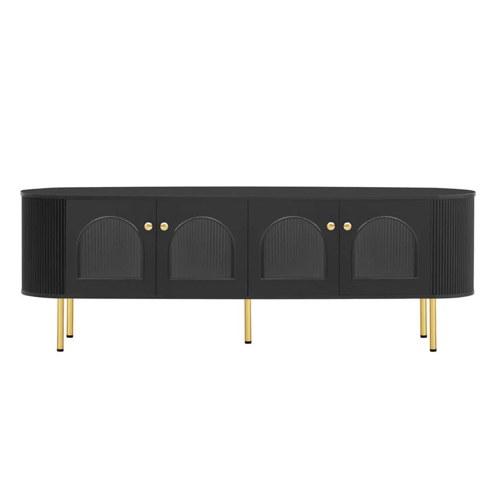 70.8 in. W x 15.7 in. D x 23.6 in. H Black Linen Cabinet with Metal Legs, H