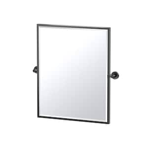 Glam 21 in. W x 25 in. H Framed Rectangular Beveled Edge Bathroom Vanity Mirror in Matte Black