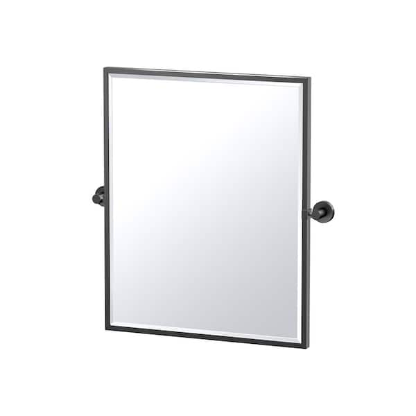 Gatco Glam 21 in. W x 25 in. H Framed Rectangular Beveled Edge Bathroom Vanity Mirror in Matte Black