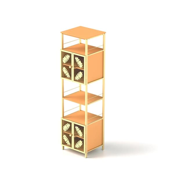 Unbranded Orange 58.8 in. H Tall Large Floor Storage Cabinet with Open Compartments and 2 Cabinets with Doors Freestanding Cabinet