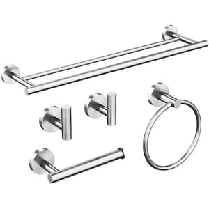 5-Piece Bath Hardware Set with Towel Ring Toilet Paper Holder Towel Hook and Towel Bar in Stainless Steel Brushed Nickel