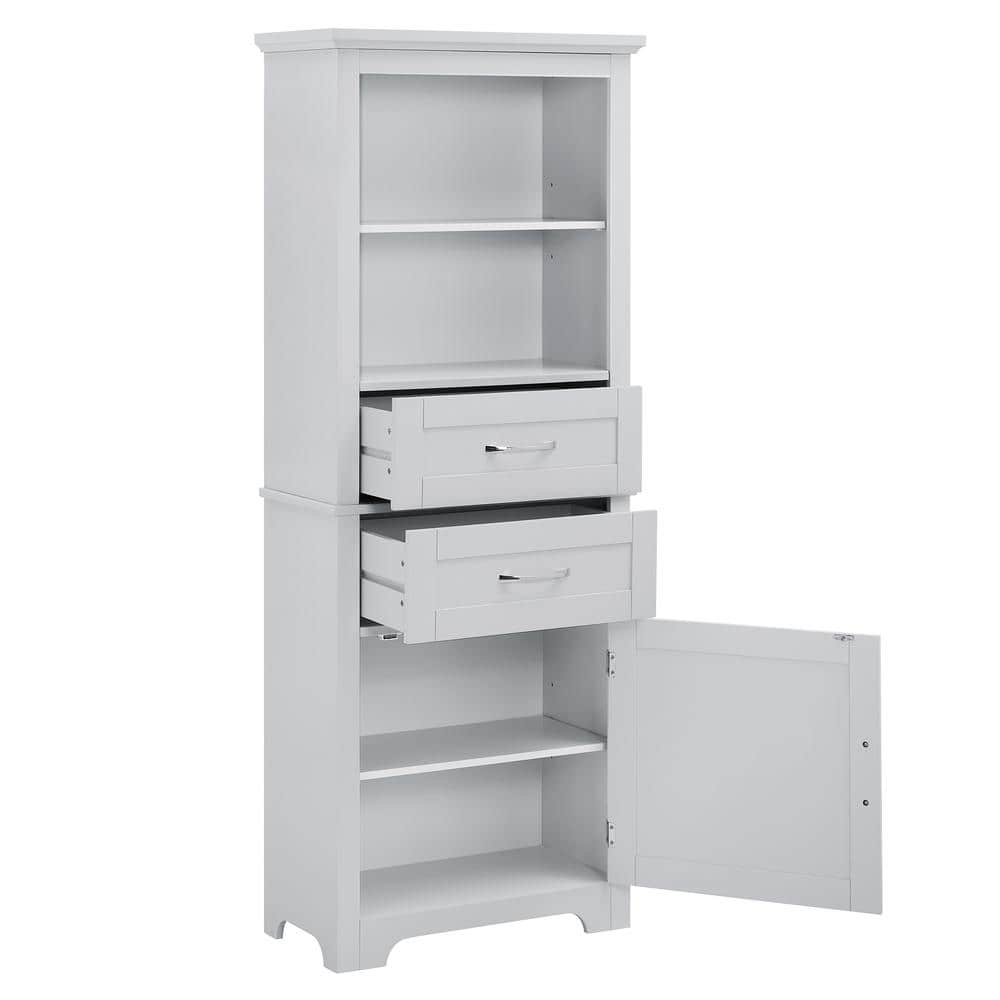 23.63 in. W x 11.82 in. D x 60 in. H Bathroom Gray Linen Cabinet