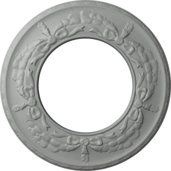 Ekena Millwork 13-1/4" x 7-1/8" I.D. x 7/8" Salem Urethane Ceiling Medallion (Fits Canopies upto 7-1/8"), Primed White