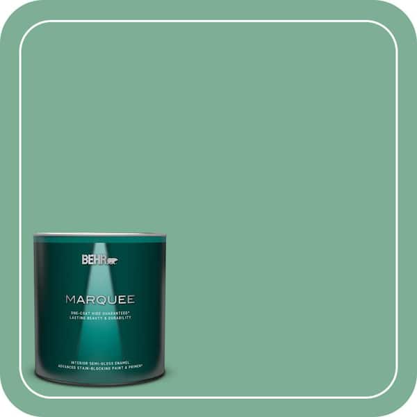 BEHR MARQUEE 1 qt. #MQ6-12 Nature Green One-Coat Hide Semi-Gloss Enamel Interior Paint & Primer