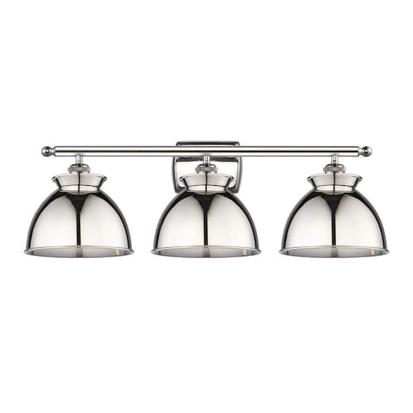 Adirondack 28 in. 3-Light Polished Nickel Vanity Light with Metal Shade