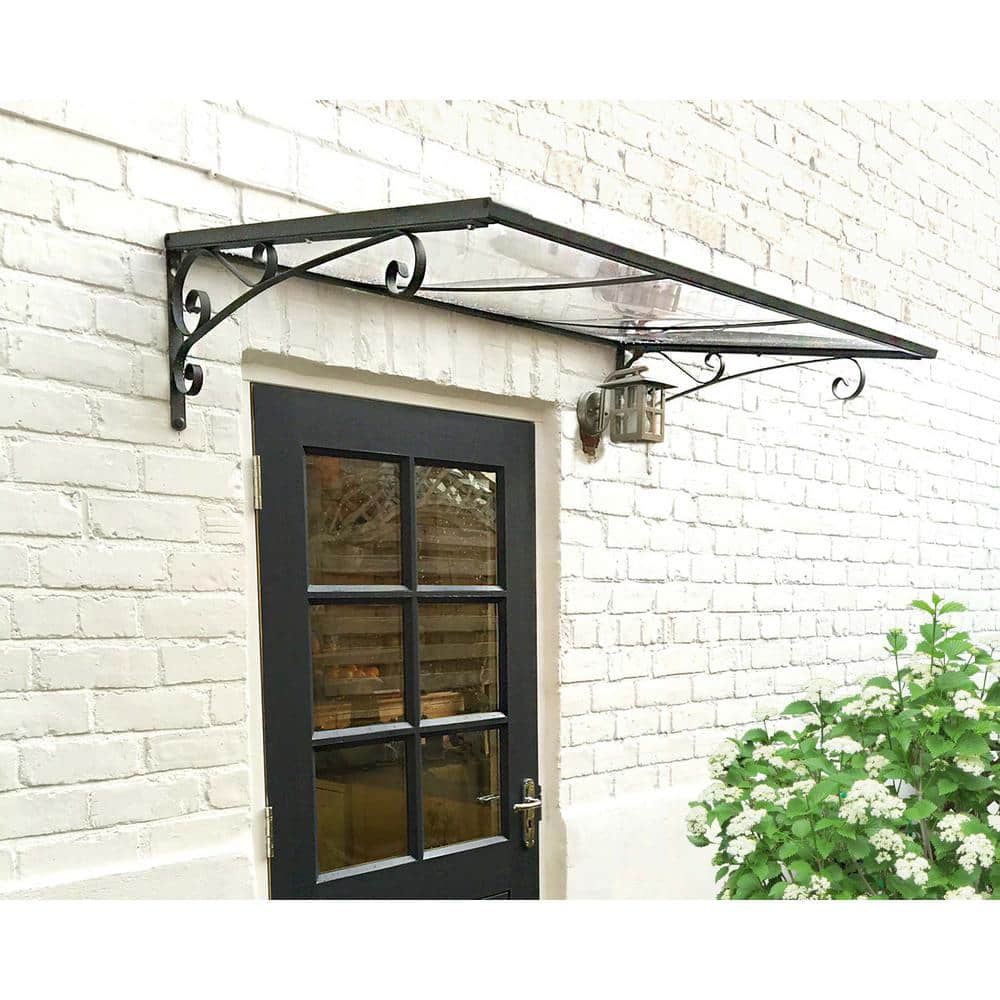 Venus 4' x 3' Clear Polycarbonate and Gray Aluminum Door Awning