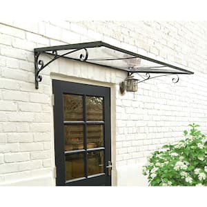 Venus 3 ft. x 4 ft. Gray/Clear Door and Window Fixed Awning