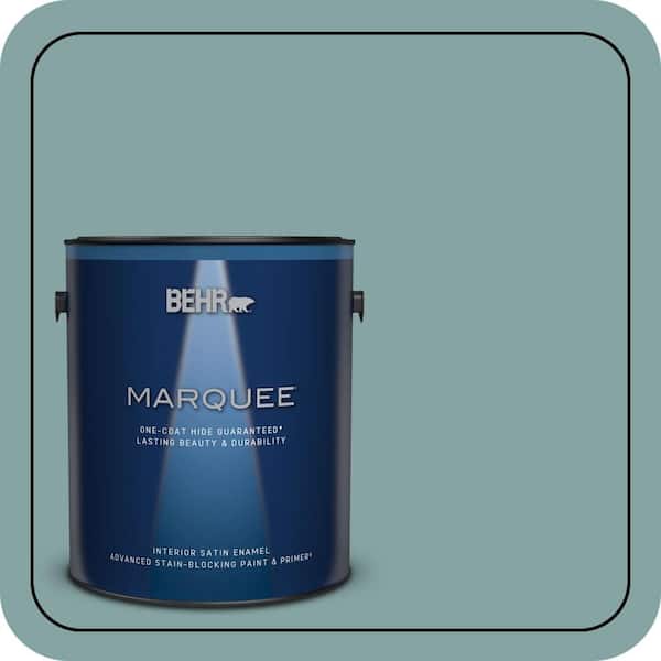 BEHR MARQUEE 1 gal. #PPU13-08 Venus Teal One-Coat Hide Satin Enamel Interior Paint & Primer