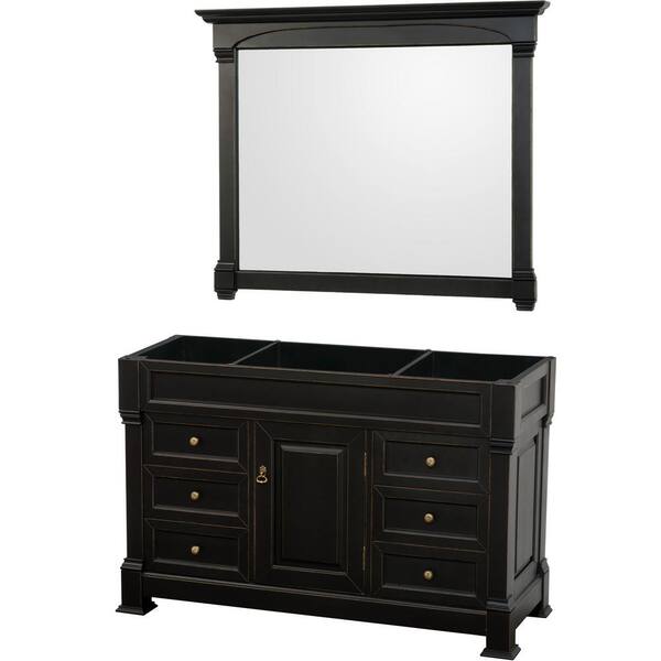 Wyndham Collection Andover 55 in. W x 22.25 in. D Bath Vanity Cabinet Only with Mirror in Black