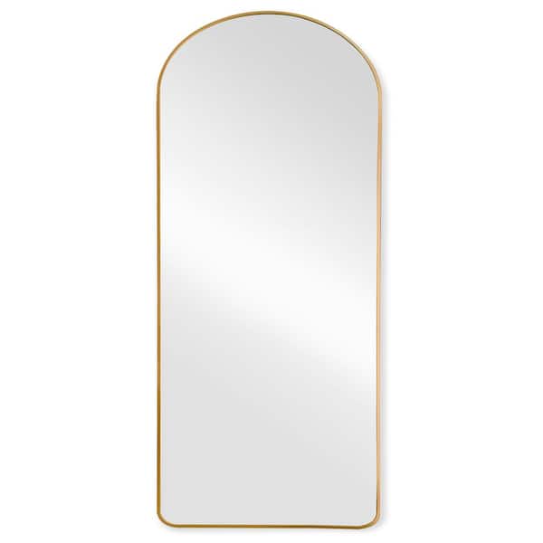 Dovelina 28 in. W x 71 in. H Modern Full Length Arched Framed Wall Bathroom Vanity Mirror Wall Mirror in Gold