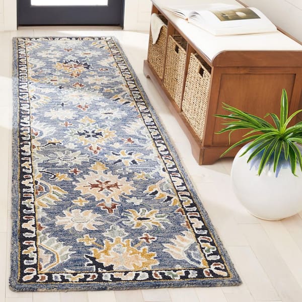 Aspen 2 ft. x 9 ft. Gray/Sage Garden Border Runner Rug