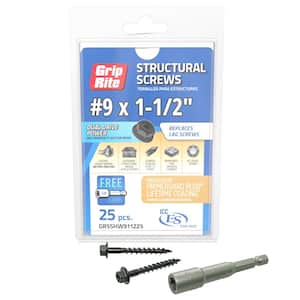 #9 in. x 1-1/2 in. Structural Screw Dual Drive/Hex Washer Head (25-Piece/Pack)