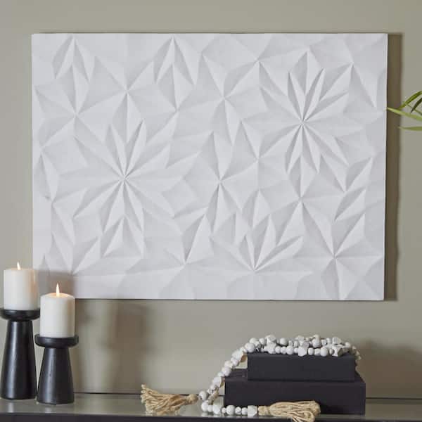 CosmoLiving by Cosmopolitan 24 in. x  32 in. Wooden White Carved Geometric Wall Decor