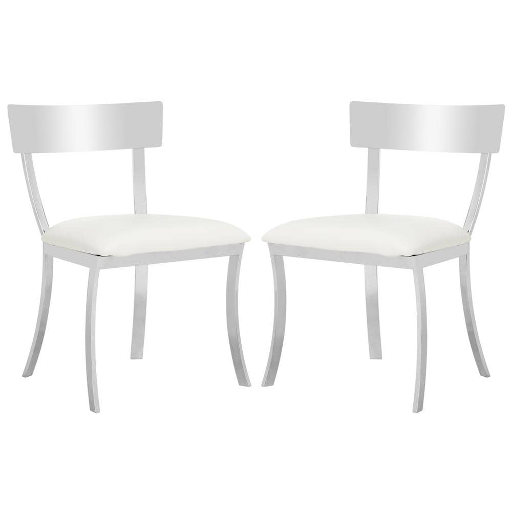 Abby 19'' White and Chrome Modern Side Chairs, Set of 2