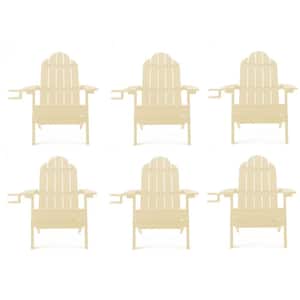 Phillida Sand Recycled HIPS Plastic Weather Resistant Reclining Outdoor Adirondack Chair Patio Fire Pit Chair(6-Pack)