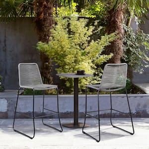 Shasta 26 in. Outdoor Metal and Grey Rope Stackable Counter Stool (Set of 2)