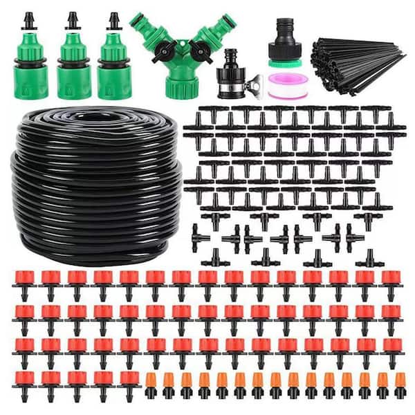 Misopily 201-Piece 1/4 in. 1/2 in. Garden Drip Irrigation Kit Adjustable Patio Misting Nozzle Emitters Sprinkler