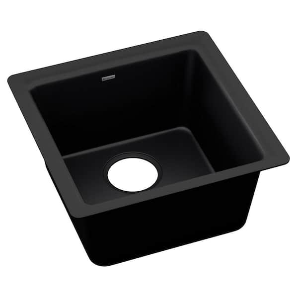 Quartz Luxe Quartz 15.75 in. Drop-In/Undermount Bar Sink in Caviar