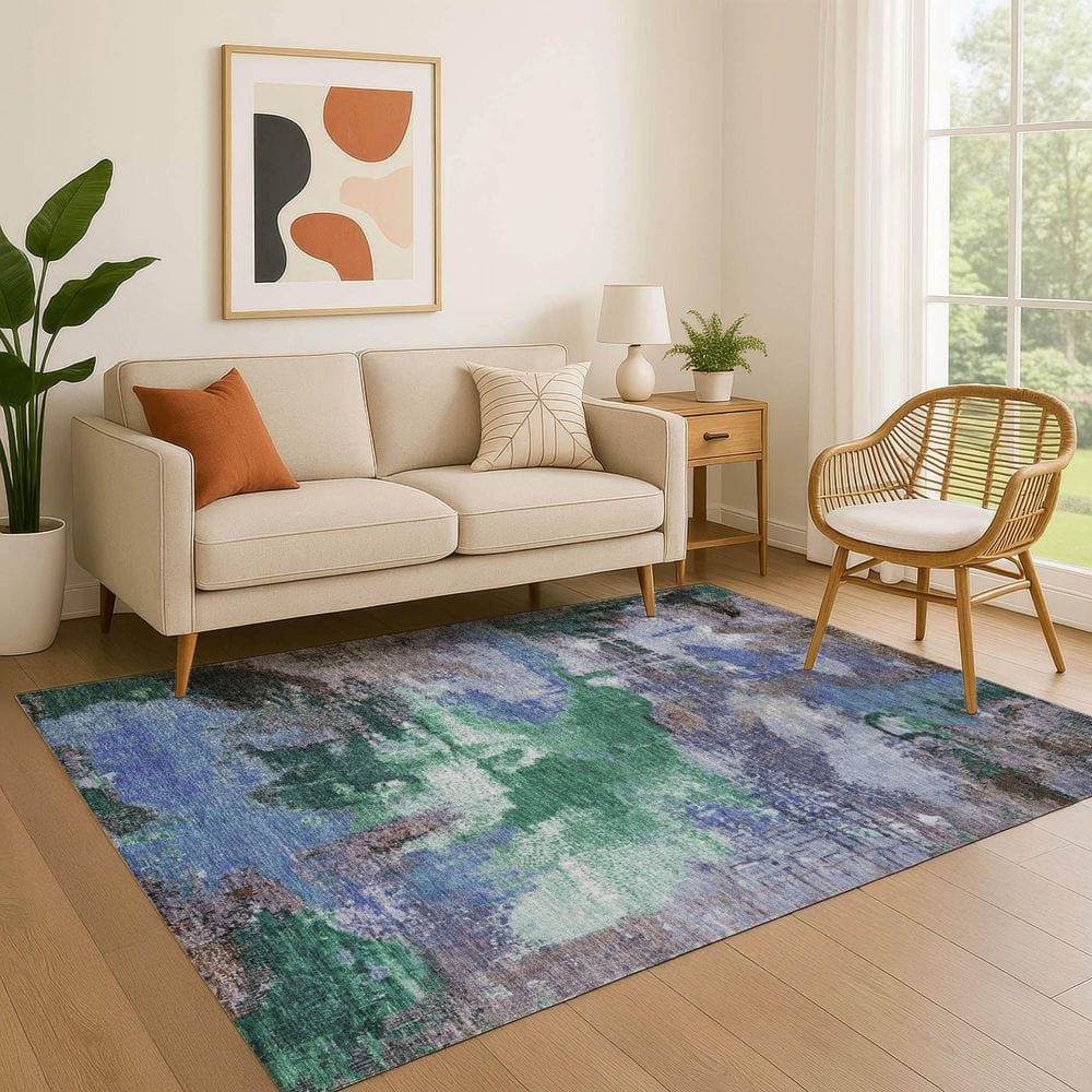 Mayfield Premium Machine Washable Abstract AMF1738 Green 3 ft. x 4 ft. Area Rug price history on PriceWatchPro