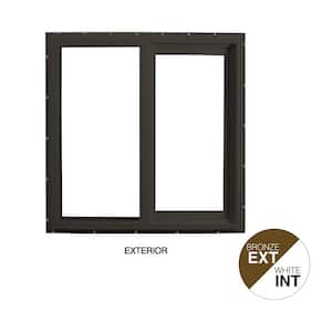 35.5 in. x 35.5 in. Select Series Vinyl Horizontal Sliding Left Hand Bronze Window with White Int, HP2+ Glass and Screen