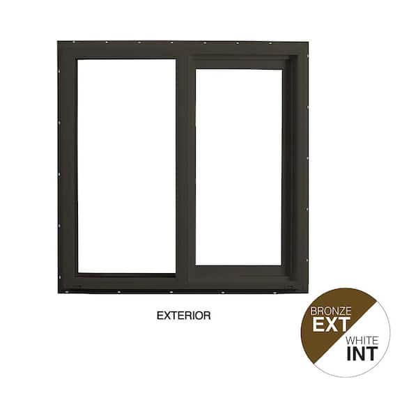 Ply Gem 35.5 in. x 35.5 in. Select Series Vinyl Horizontal Sliding Left Hand Bronze Window with White Int, HP2+ Glass and Screen