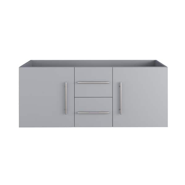 VOLPA USA AMERICAN CRAFTED VANITIES Napa 60 in. W x 20 in. D x 21 in. H in. Double Sink Bath Vanity Cabinet without Top in Gray, Wall Mounted