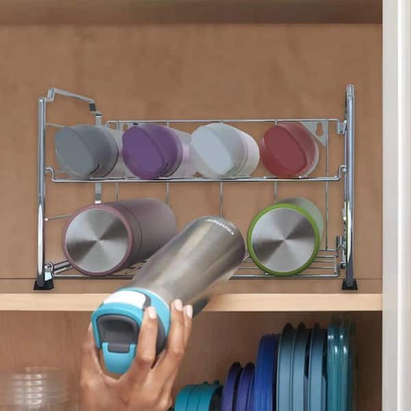 Water Bottle Organizer for Cabinet, 3 Tier Expandable Water Bottle Storage  Rack