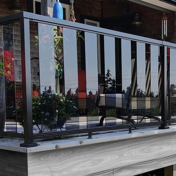 42 in. H x 6 in. W Aluminum Deck Railing Tinted Clear Glass Panel Kit