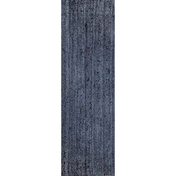 nuLOOM Rigo Chunky Loop Jute Navy 3 ft. x 10 ft. Runner Rug
