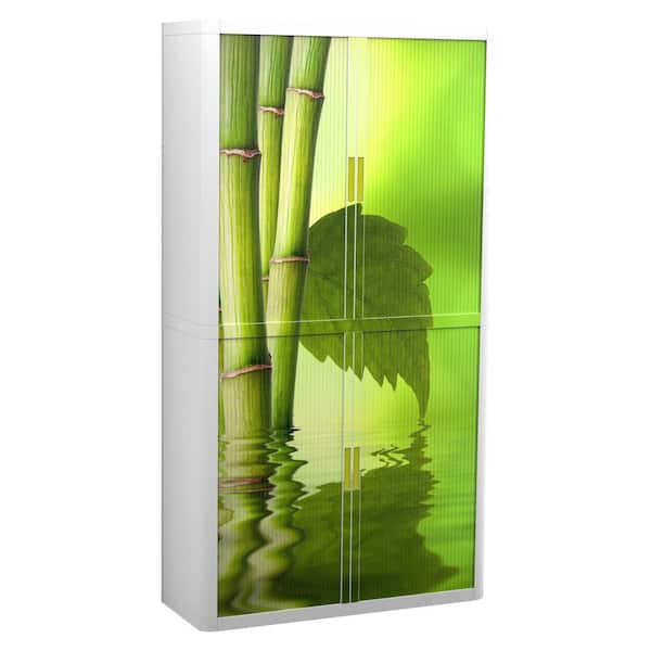Unbranded Paperflow easyOffice 80 in. Tall with 4-Shelves Storage Cabinet in Bamboo with Leaf