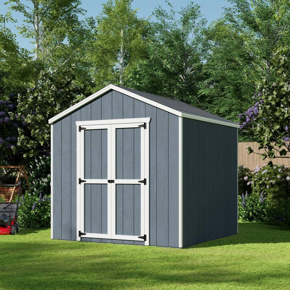 8x8 Gray Wooden Gable Shed Kit with Floor