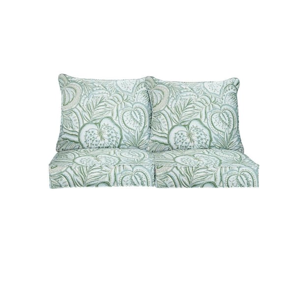 SORRA HOME 27 in. x 23 in. Sunbrella Sensibility Spring Deep Seating Indoor/Outdoor Loveseat Cushion
