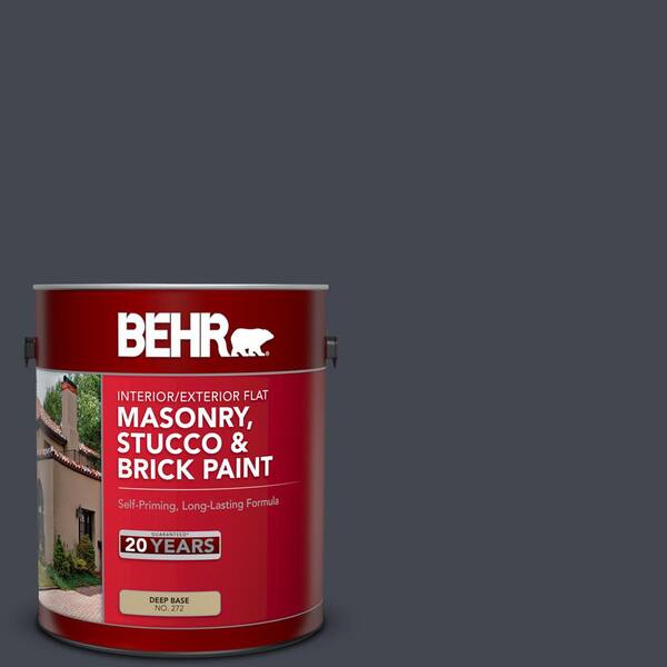 BEHR 1 gal. #N490-7 Ink Black Flat Interior/Exterior Masonry, Stucco and Brick Paint