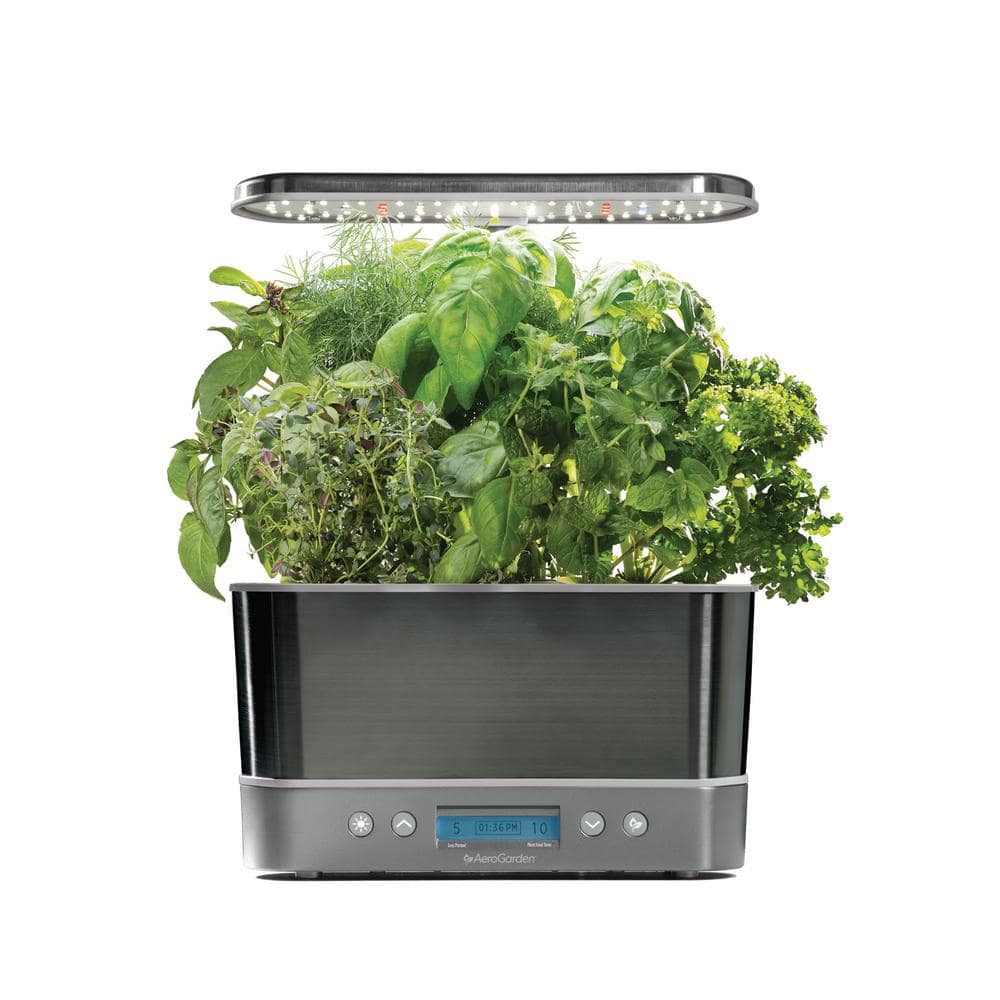 Aerogarden Harvest Elite Platinum Home Garden System 10 The Home Depot