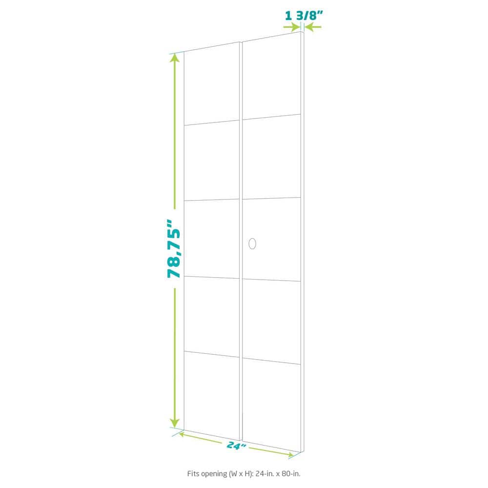 24" x 80" White Frosted Glass Solid Wood Bi-Fold Door