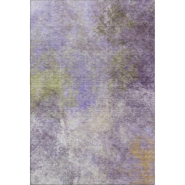 Mayfield Premium Machine Washable Abstract AMF1999 Purple 5 ft. x 7 ft. 6 in. Area Rug
