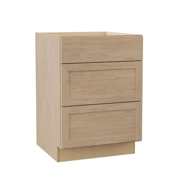 Sinclair 24 in. W x 24 in. D x 34.5 in. H Assembled Drawer Base Kitchen Cabinet in Shaker Light Oak