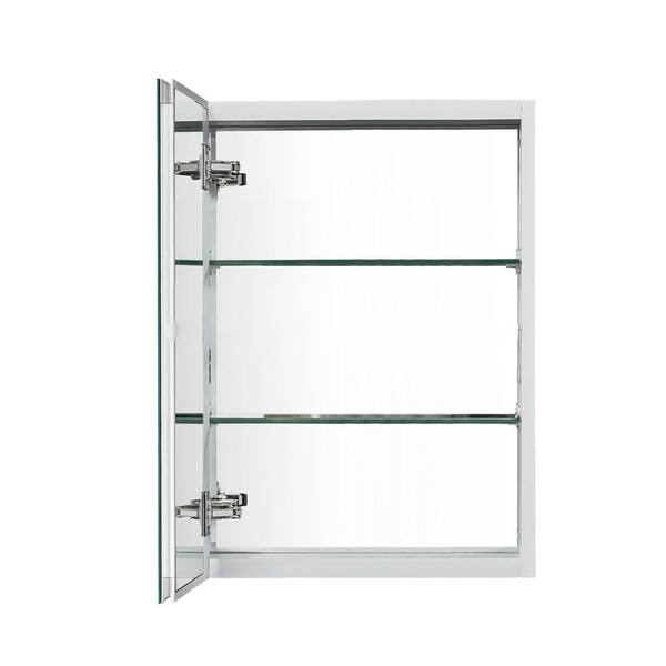 Satico 20 in. W x 26 in. H Rectangular White Aluminum Recessed/Surface Mount Medicine Cabinet with Mirror